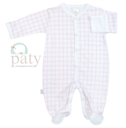 Paty Gingham Footie- Pink