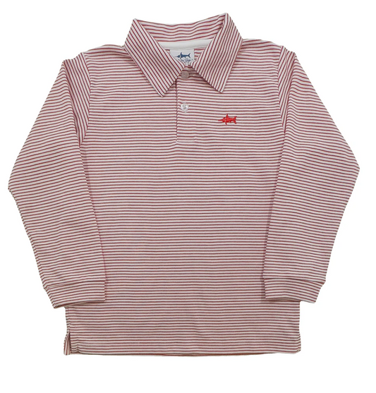 Saltwater Boys Company- Long Sleeve Polo- Red Stripe