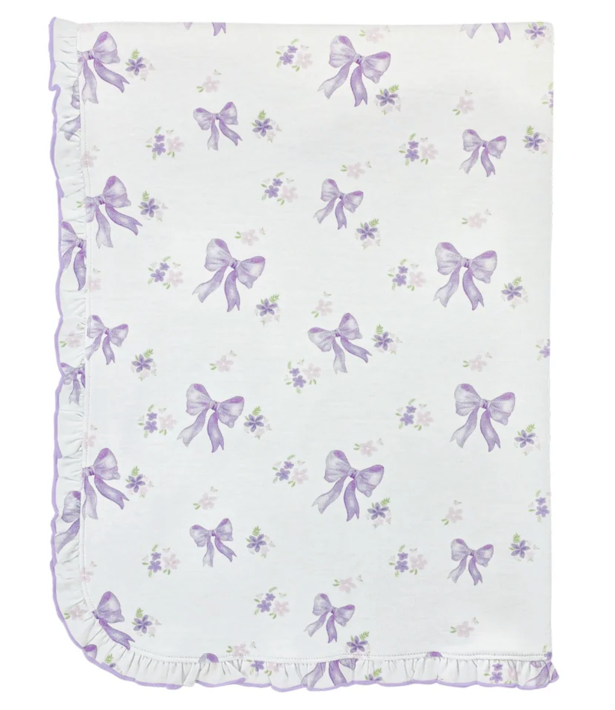 Lavender Bows Ruffle Blanket- Baby Club Chic