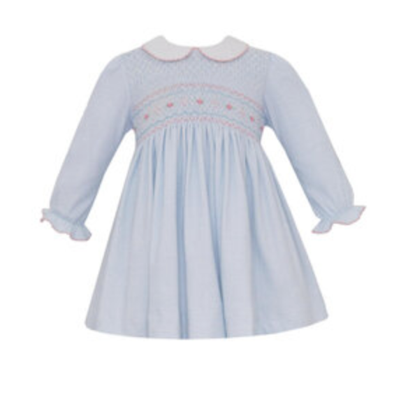 Blue Knit Pin Stripe Dress-Petit Bebe