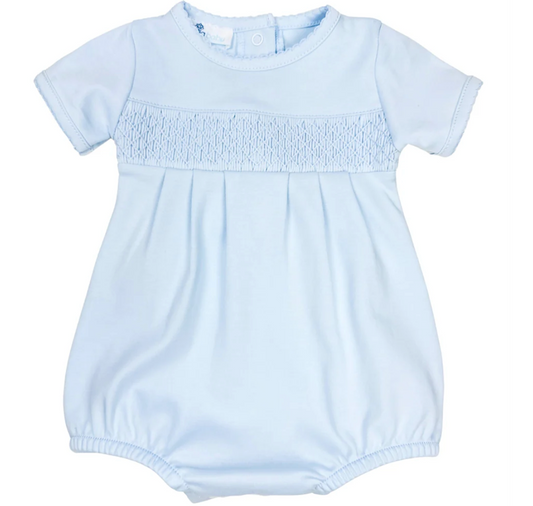 Essentials Solid Smocked Bubble - Blue