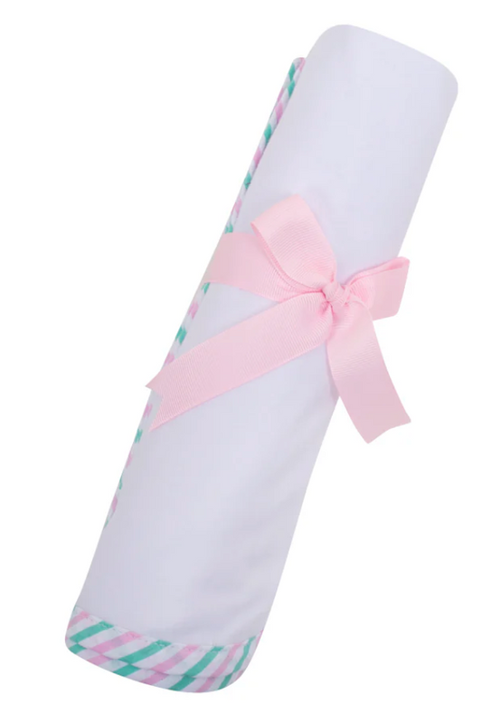 Pink and Turquoise Stripe Swaddle Blanket