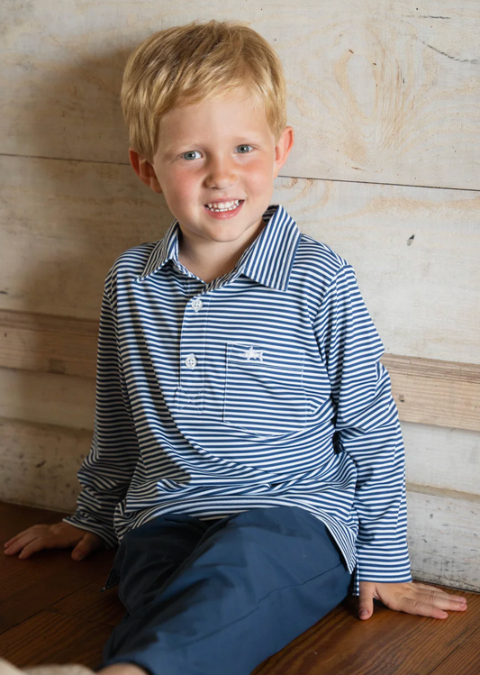 Inshore Performance Polo -Blue Stripe