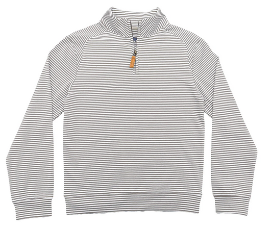 Collins Quarter Zip- Khaki Stripe
