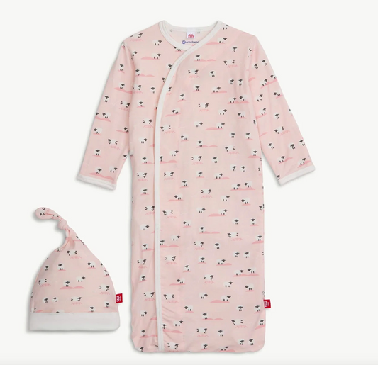 Baa Baa Pink Modal Magnetic Gown Set