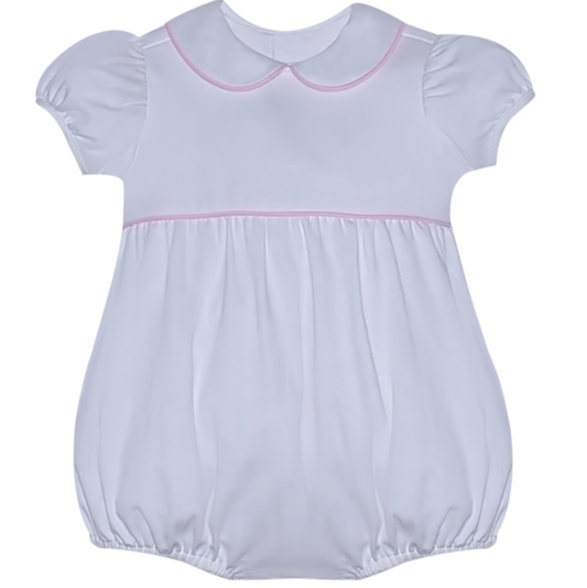 Kate Girl Bubble- White with Pink Trim