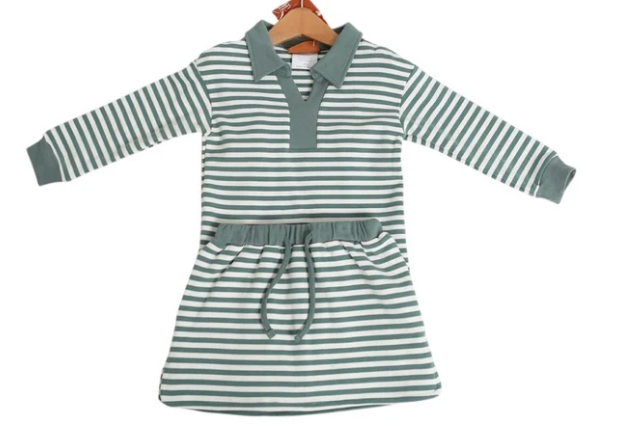 Isabella Skort Set Green Stripe