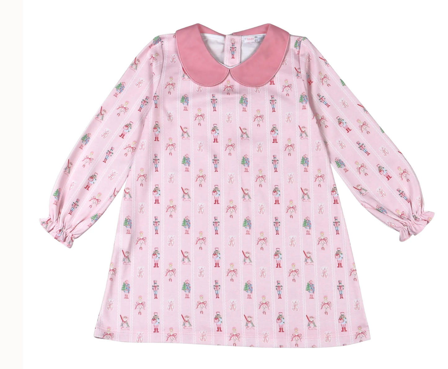 Pink Nutcracker Pima Scallop Collar Dress
