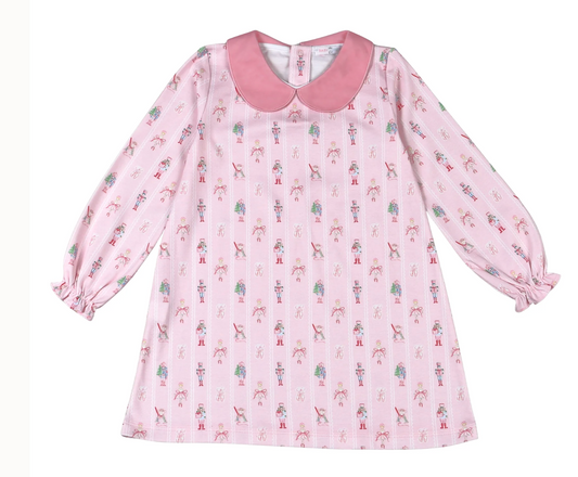 Pink Nutcracker Pima Scallop Collar Dress