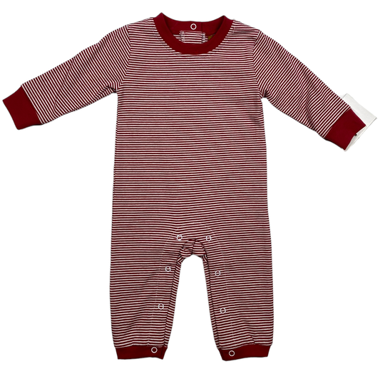 Jayce Romper--Maroon Stripe