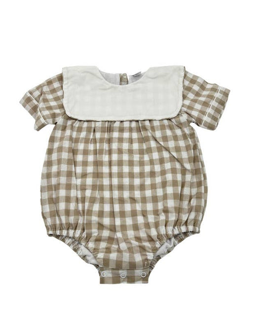 Hampton Khaki Gingham Bib Bubble