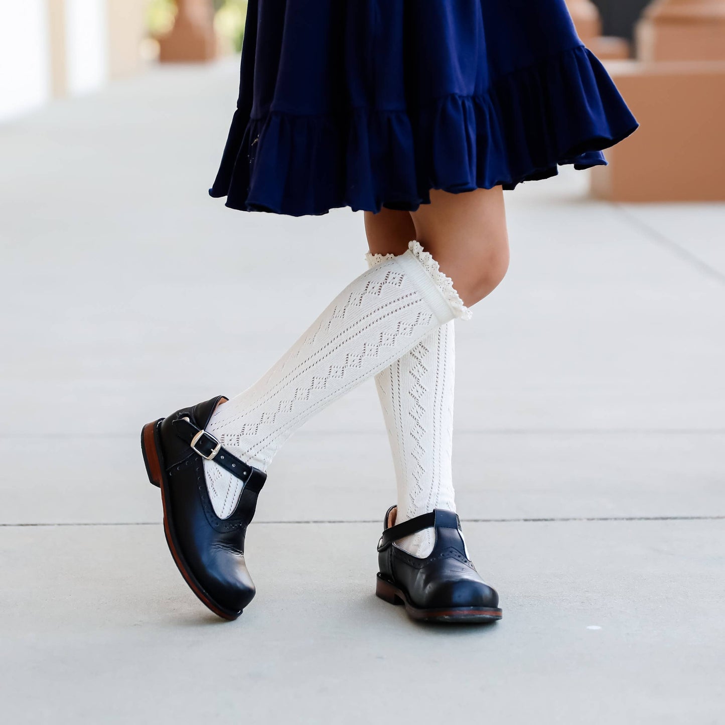 Ivory Fancy Lace Top Knee High Socks: 1.5-3 YEARS