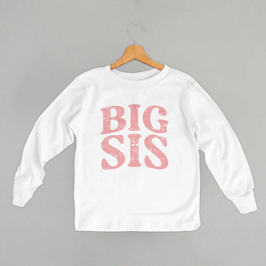 Big Sis Distressed : White Toddler Long Sleeve