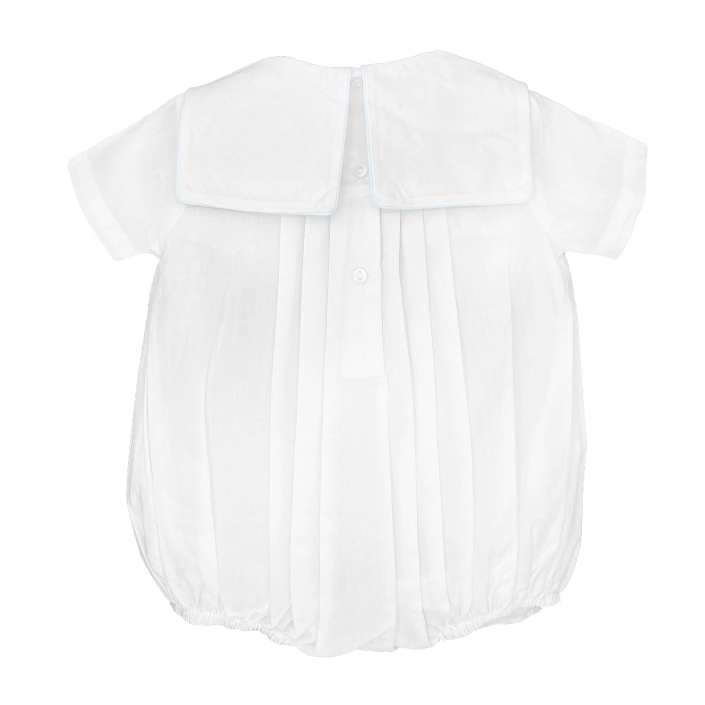 Romper with Train Embroidery in White with Hat