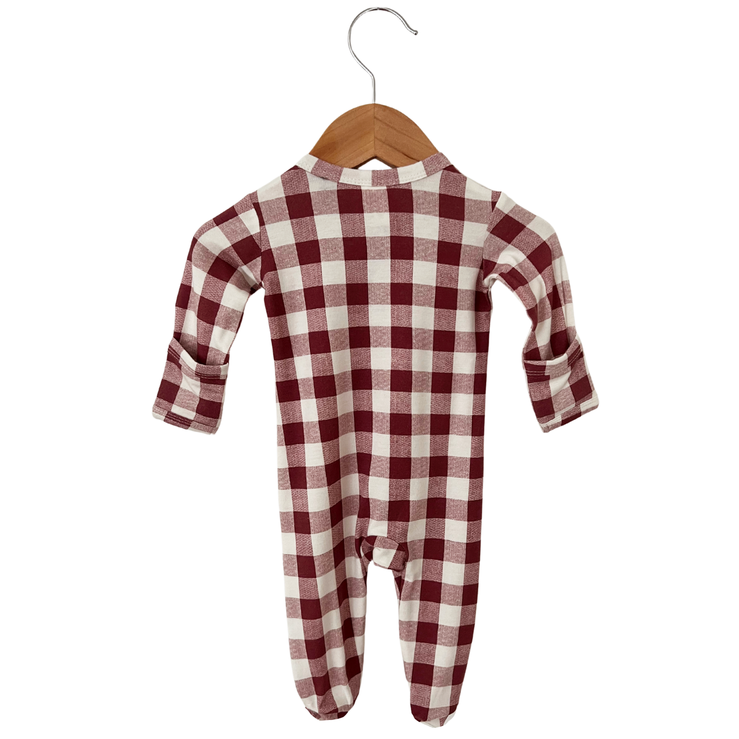 Mulberry Plaid Footie- Spearmint Love