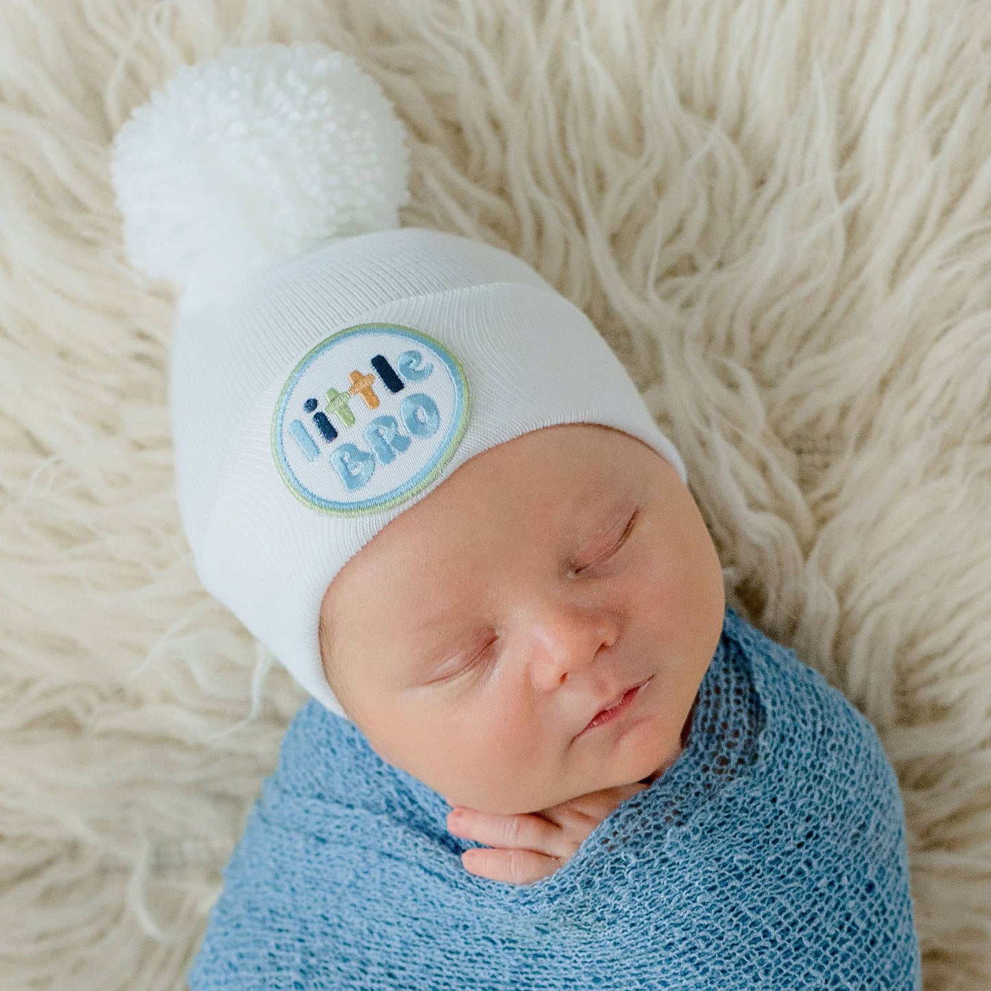 White Little Bro Hospital Hat: White / Newborn