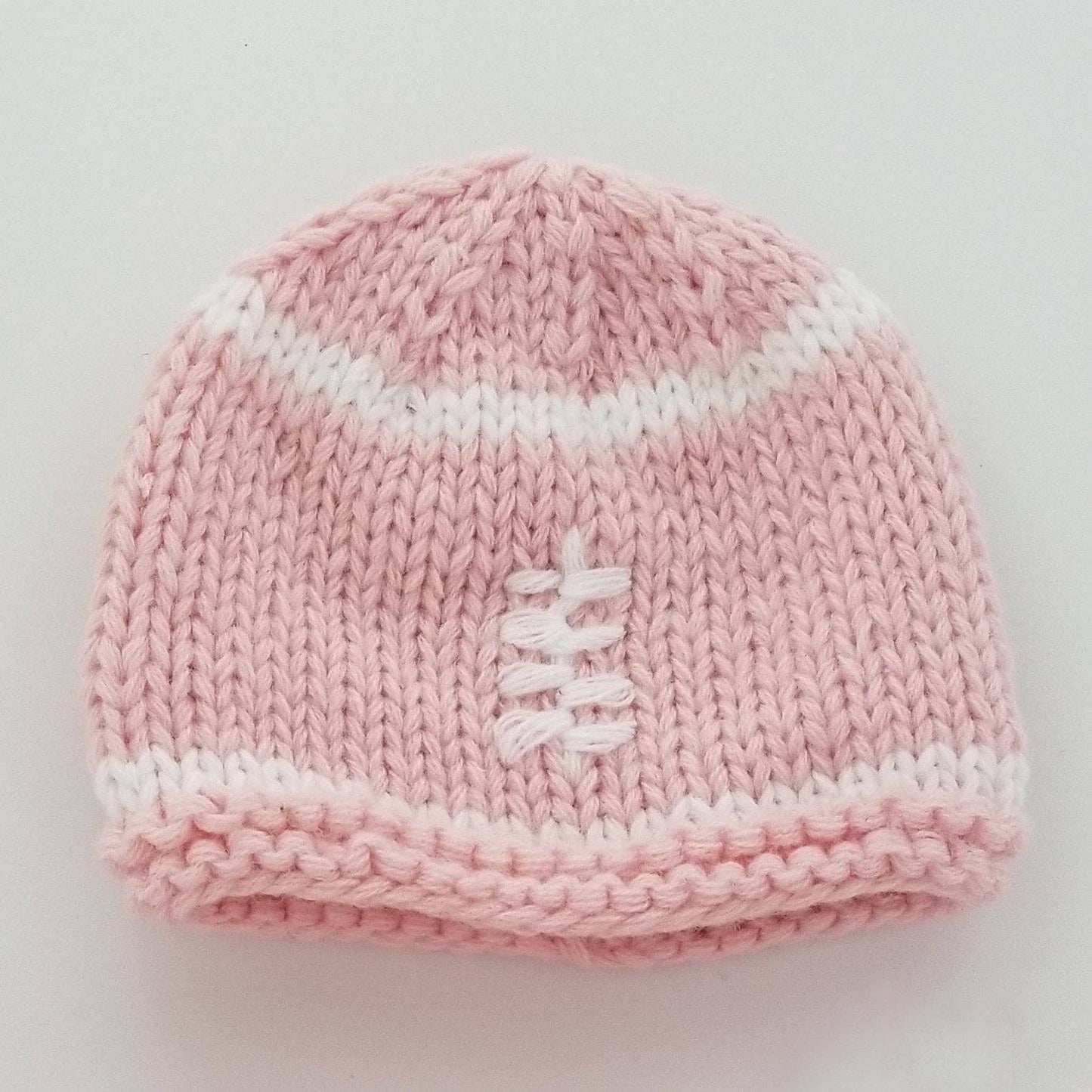 Newborn Pink Football Beanie Hat SALE: XS (newborn)