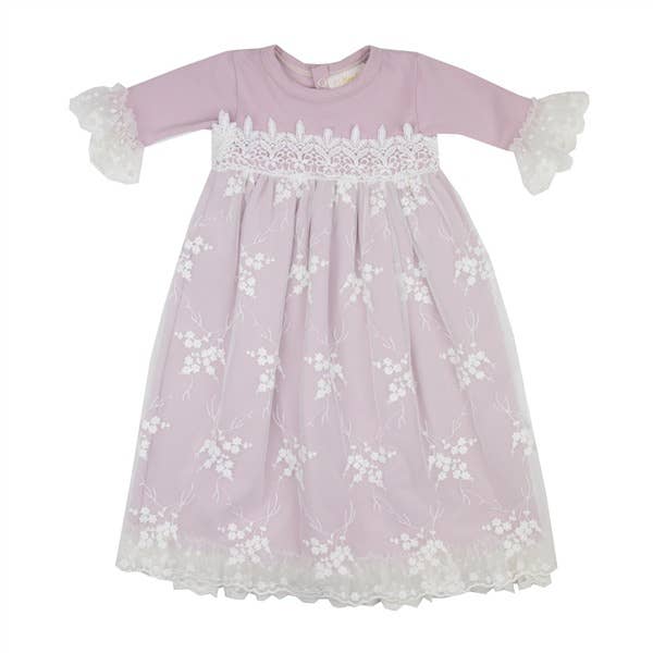 Haute Baby Lilac Mist Newborn Baby Gown: 0/3M