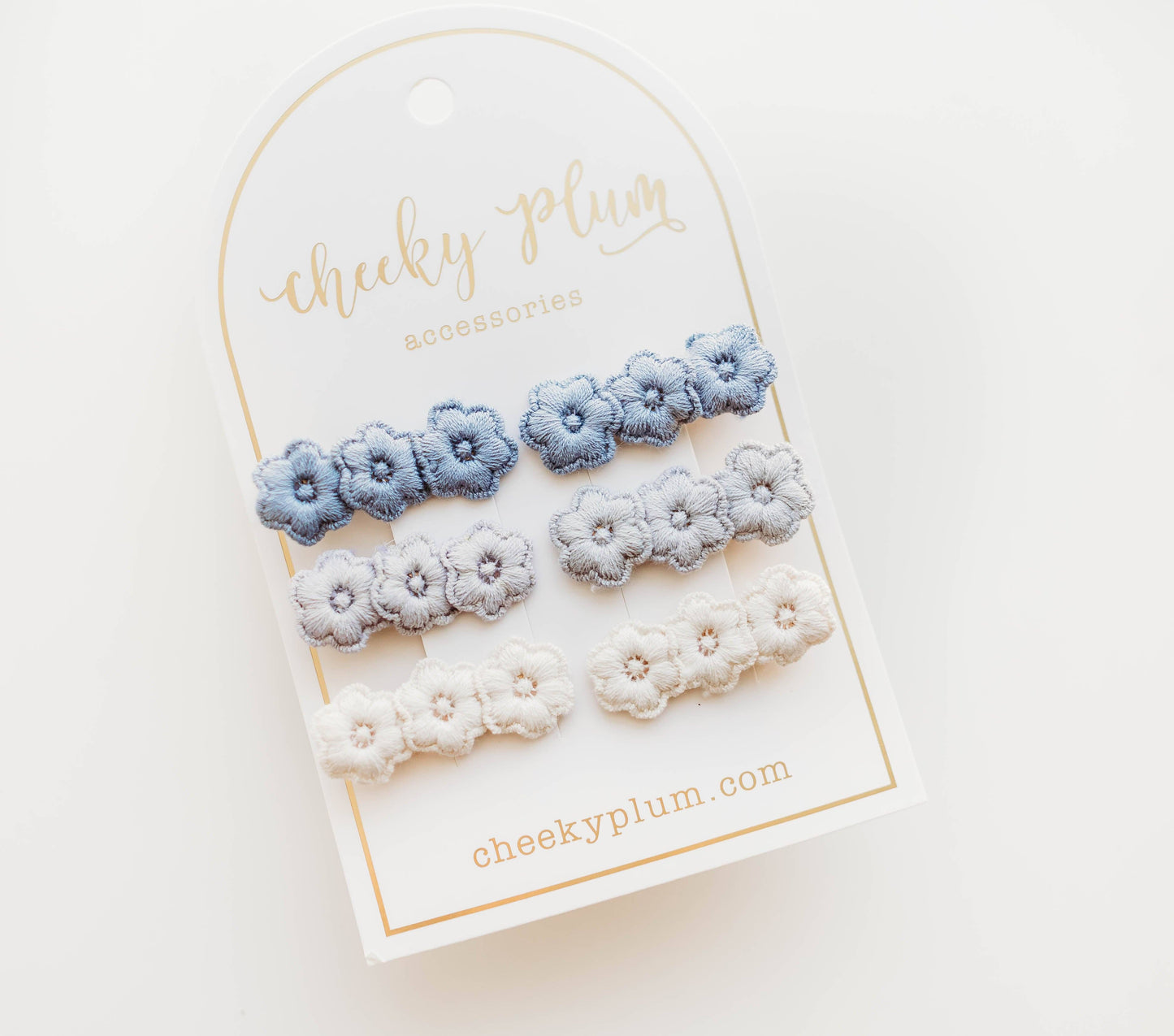 Embroidery Hair Clip Set - Blue Ombre: Clip