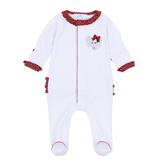 Crimson Cutie Applique Ruffle Footie