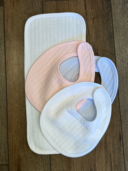Infant Bibs and Burp Cloths- Pearl Style