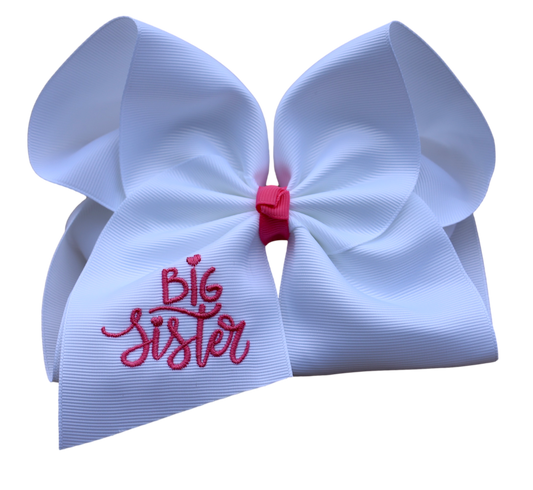Big Sister Embroidered Bow: 5 inch / Alligator Clip