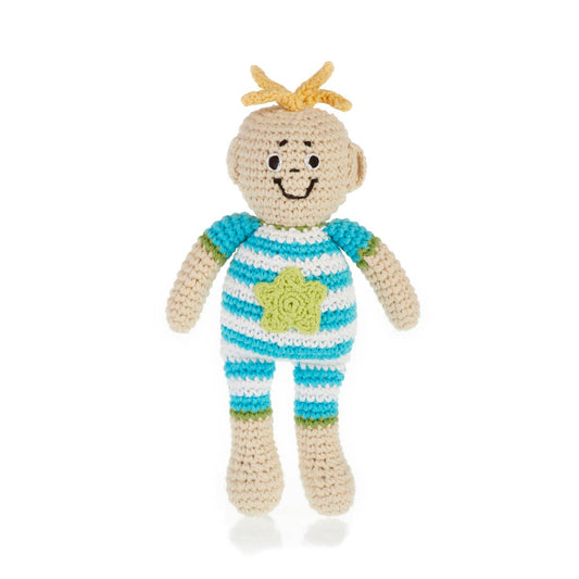 Turquoise Baby Rattle Doll