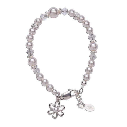 Sterling Silver Pearl Baby Bracelet/Flower Girl Jewelry Gift: Medium 1-5 Years