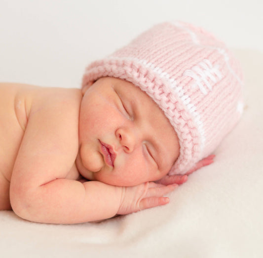 Newborn Pink Football Beanie Hat SALE: XS (newborn)