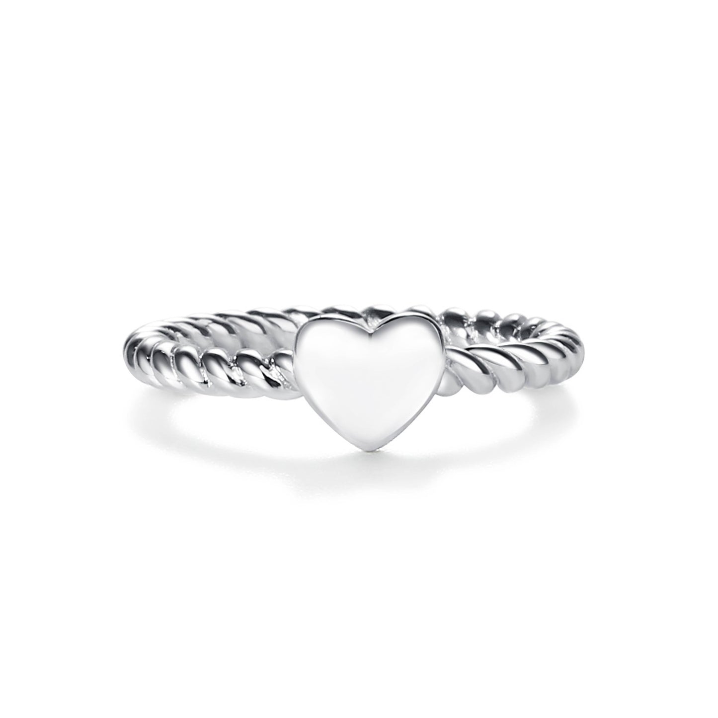 Sterling Silver Baby Ring - Silver Twisted Band w/Heart Ring