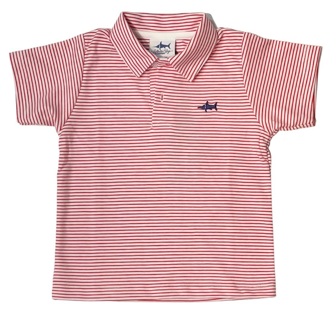 Signature Pima polo shirt- Red/White Stripe Saltwater Boys Co.