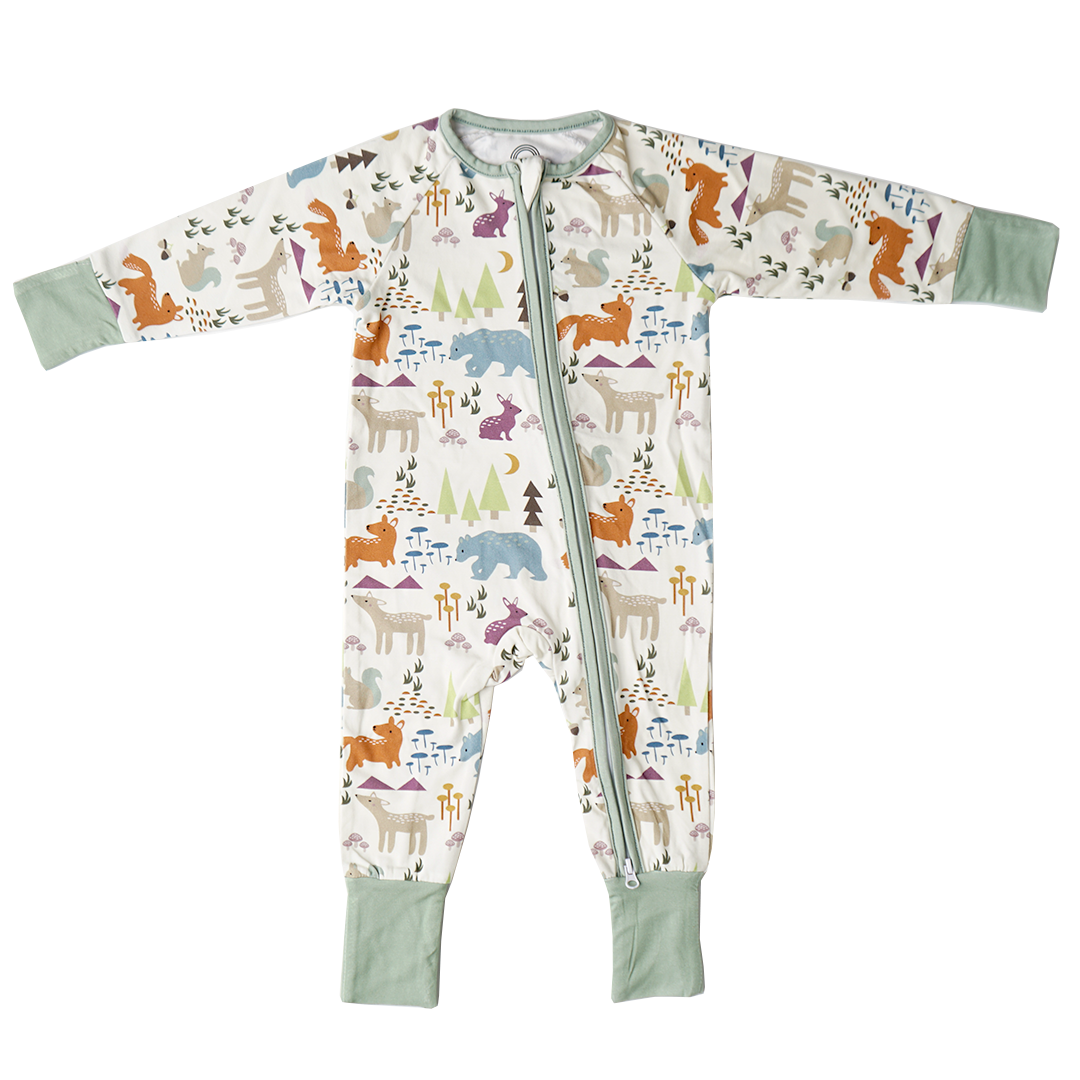 Forest Friends Animals Bamboo Baby Convertible Footie Pajama