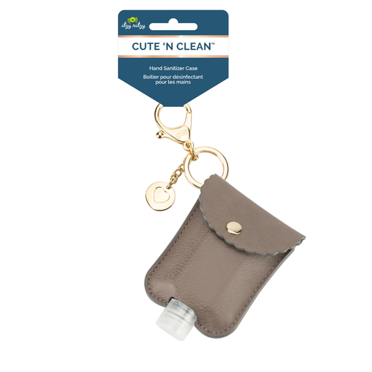 Taupe Cute 'n Clean™ Hand Sanitizer Charm Keychain