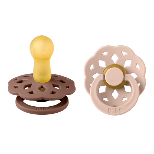 BIBS Pacifier Boheme Latex 2 PK Woodchuck / Blush- size 1