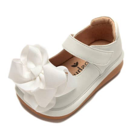 Ready Set Bow Mary Jane - Girls Toddler Squeaky Shoes- White
