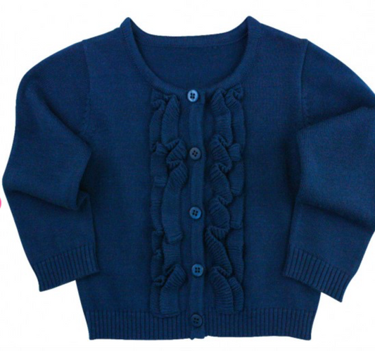 Navy Ruffled Cardigan