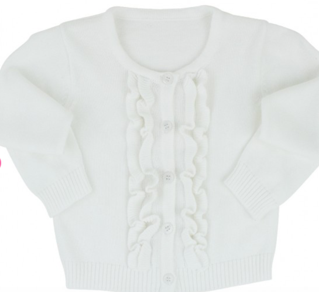 Winter White Ruffled Cardigan