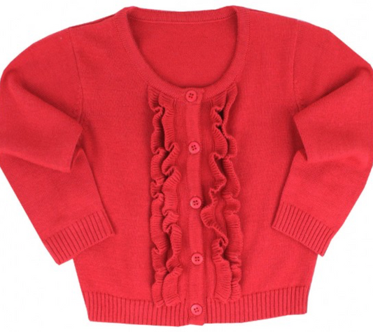 Red Ruffled Cardigan