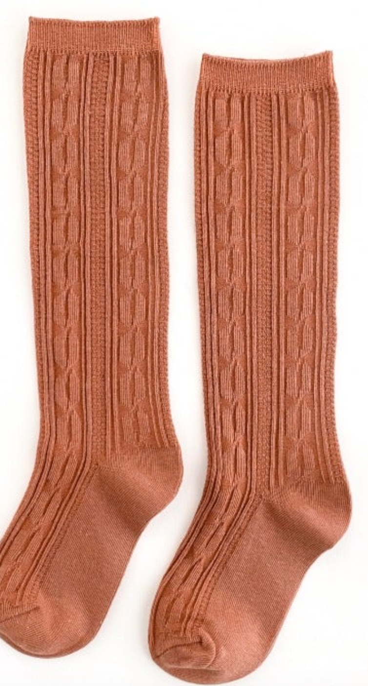 Marmalade Orange Cable Knit Knee High Socks