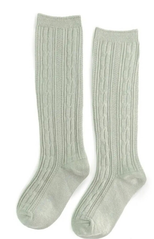 Sage Knee High Cable Knit Socks