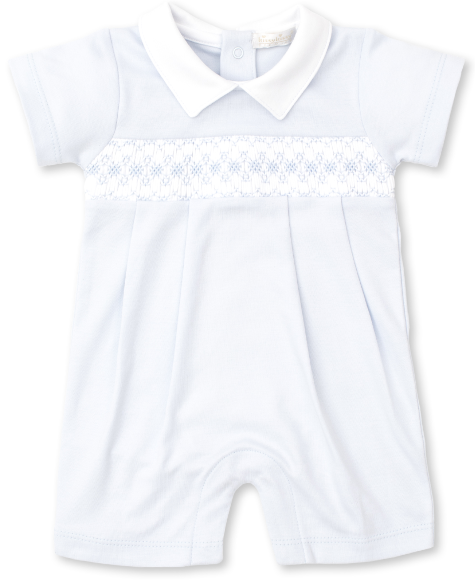 Kissy Kissy Blue Short Playsuit with Hand Smocking