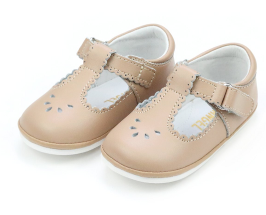 Angels Dottie Scalloped T Strap Mary Jane- Latte
