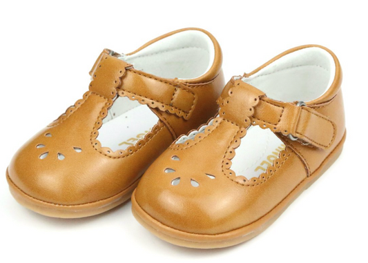 Angels Dottie Scalloped T Strap Mary Jane- Mustard