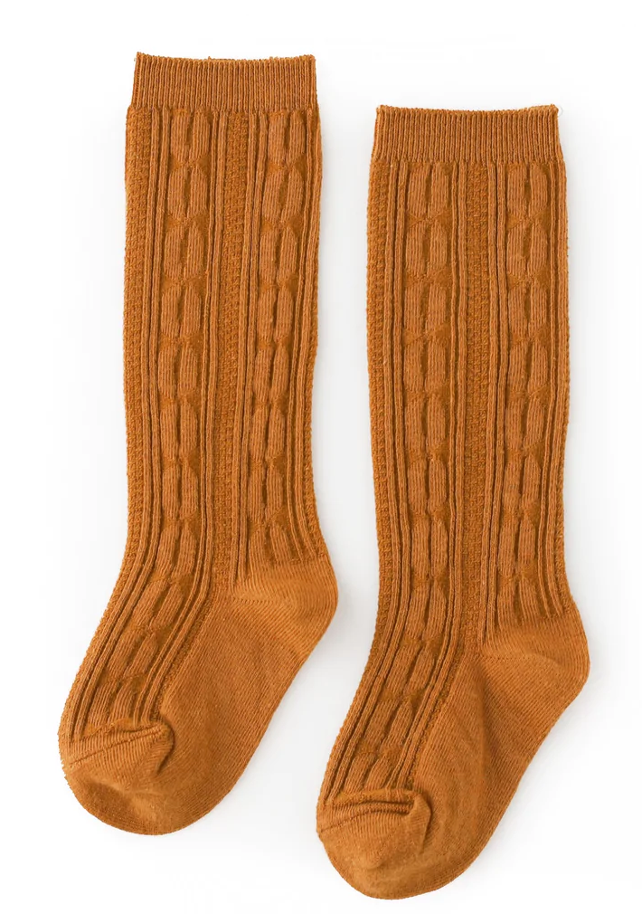 Gold Cable Knit Knee Socks