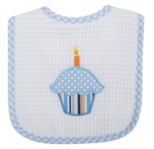 Blue Birthday Feeding Bib by 3 Marthas