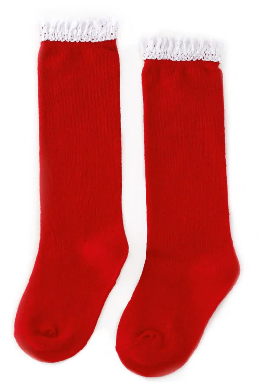 Santa Baby Lace Knee High Socks
