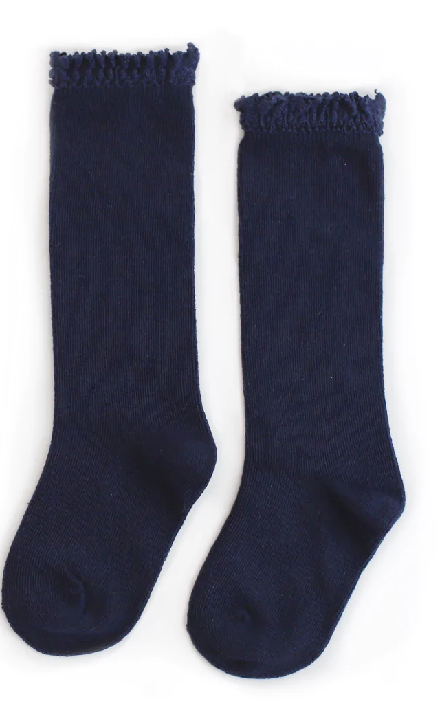 Navy Lace Knee Socks