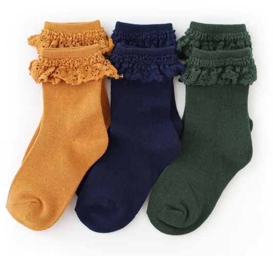 Varsity Lace Trim Midi 3 pack socks