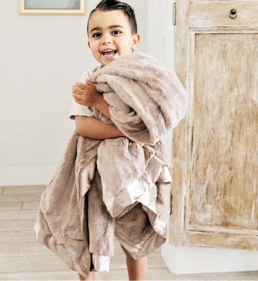 Saranoni Satin Border Toddler Blanket- Tan