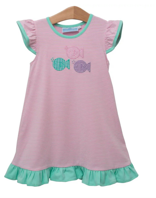Fish Trio Applique Flutter Dress